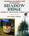 Shadow Ridge candle by Chandlers’ Pride in a forest setting