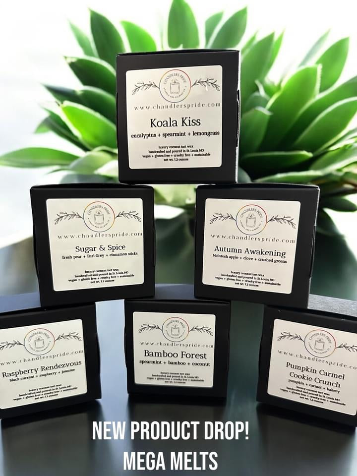 A variety of Mega Melts stacked on a counter